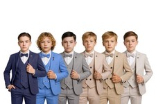 Sirri Boys Textured Formal Suit 5-Piece Set Page Boy Communion Outfit 2-13 Years