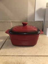 Small Red Ceramic Casserole Dutch Oven Dish w...