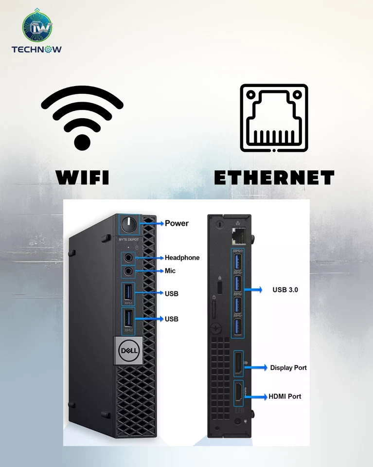 DELL Mini Desktop Computer PC i5, Up to 32GB RAM, M.2 SSD, Windows 10/11, WiFi - Image 3 of 4
