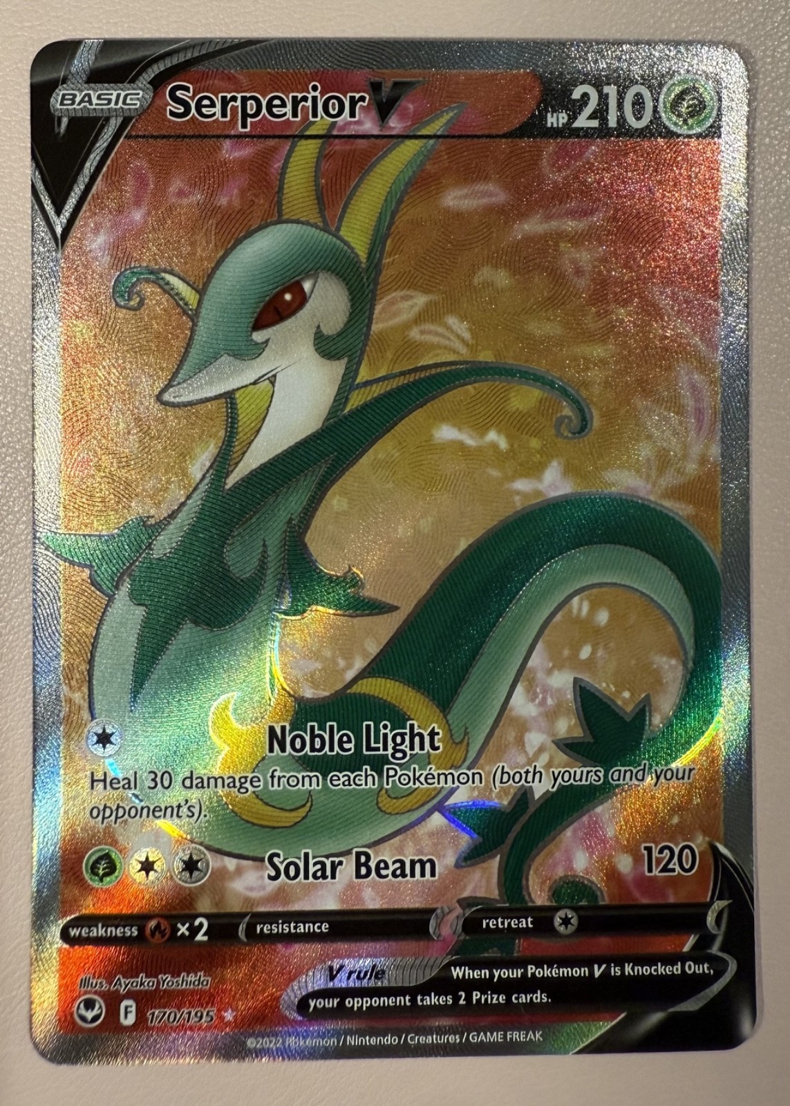 Pokemon TCG Serperior V (Full Art) 170/195 Swsh12:  Silver Tempest Holo