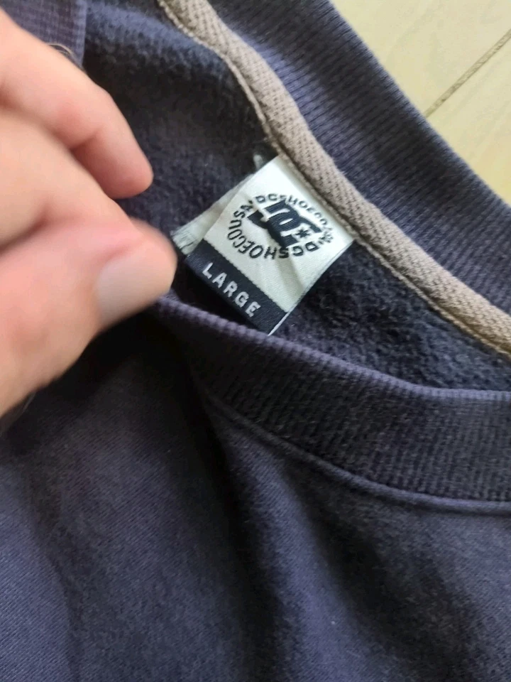 DC туфли США хлопок толстовка Sz L винтажный 00s 90s Y2k темно-синий выцветший Boxy 26/26 - Изображение 3 из 4