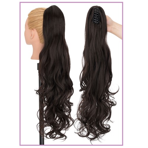 Jaw/Claw Clip Ponytail Hair Extensions As Human Pony Tail Long Wavy Hairpiece US - Picture 12 of 15
