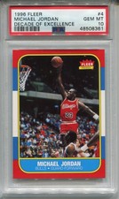 '96 Decade Michael Jordan 1986 Fleer Basketball Rookie Card Replicate PSA 10. rookie card picture