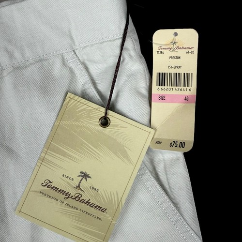 Pantalones de playa Tommy Bahama Relax mezcla de lino para hombre medianos blancos marfil talla 40 nuevos con etiquetas ver - Imagen 3 de 7
