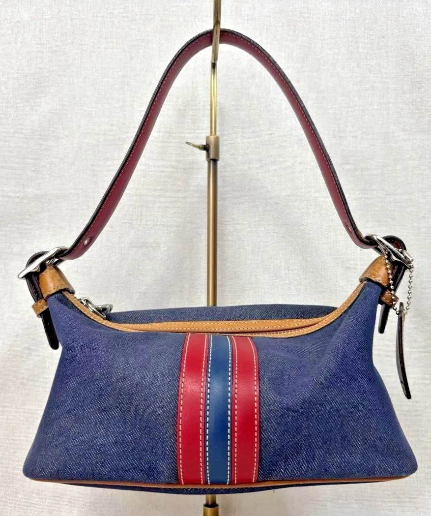COACH デニム×スエード ショルダーバッグ ストライプ Coach Striped Denim Exterior Bags & Handbags for Women for sale | eBay