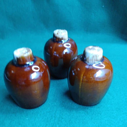 Vintage Hull Brown Drip Pottery Salt And Pepper Shakers Set of 3