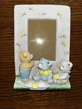 Adorable Teddy Bear Trio Nursery/Child Photo Frame - Butterflies/Flower - 3 x 2