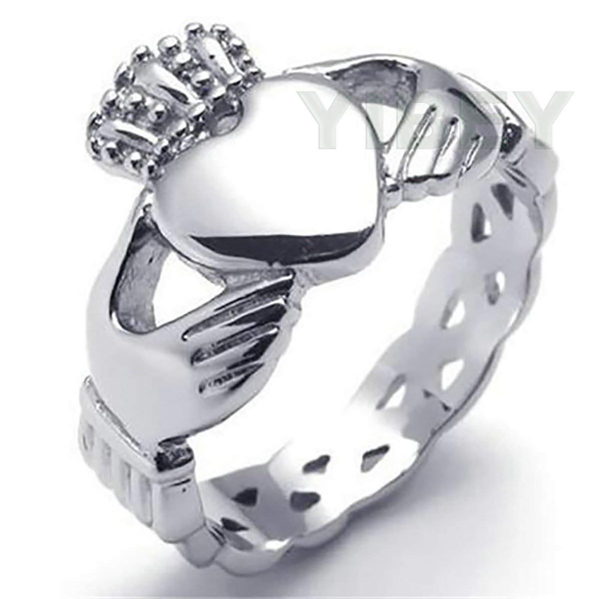 Bluebell Men's Stainless Steel Claddagh Ring | Crown & Celtic Knot Eternity Design, Sizes 7-15 - View #8