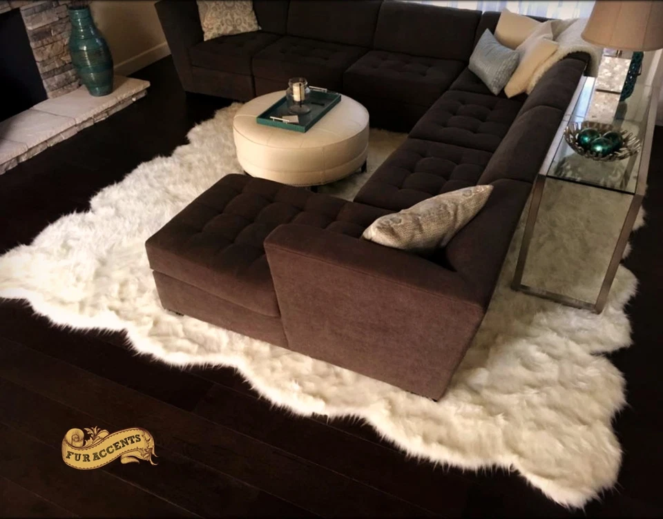 Random Mountain Sheep Pelt Rug Large White Shag Area Caroet OOAK Designer Rug - Image 4 of 4