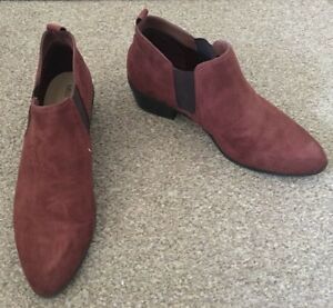 Ladies M\u0026S Ankle Boots Brown/Red Suede 