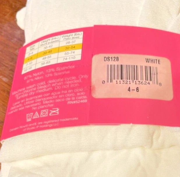 Meia-calça feminina Danskin Now opaca tamanho 4-6 branca nova com etiquetas meia Stuffer Holiday Wear - Imagem 3 de 4