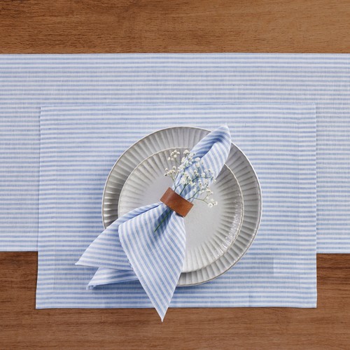 Solino Home 100% Pure Linen Dinner Napkins Set of 4 for Fall, Narrow Stripe - 第 15/51 張圖片