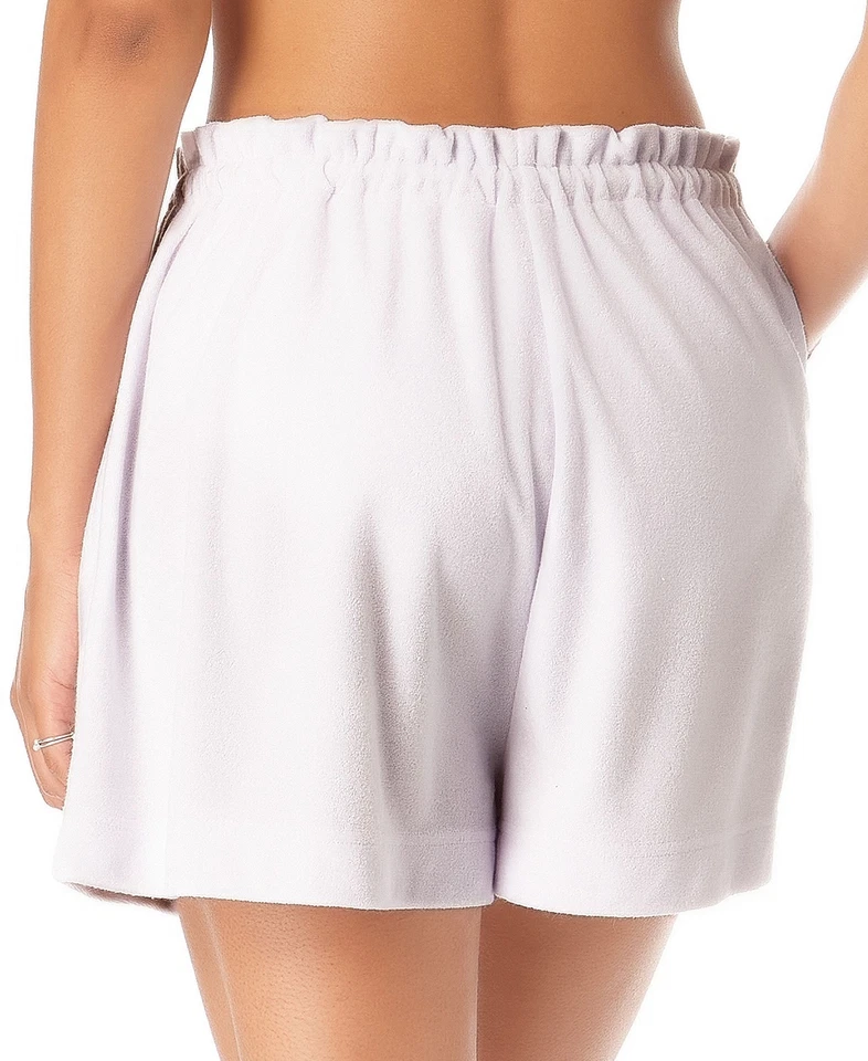 Pantalones cortos de felpa fáciles para mujer Anne Cole traje de baño blanco talla LG Foto 2 de 2