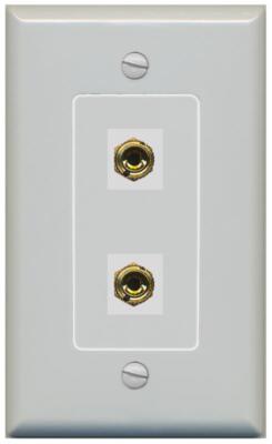 2 Port Banana Jack Plug 1 Speaker Wall Plate 1 Gang Gray Home Theater AV