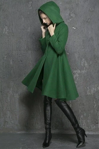 Women Winter Hooded Overcoat Trench Coat Wool Blends Long Jacket Outwear Parka!@ - Picture 8 of 15