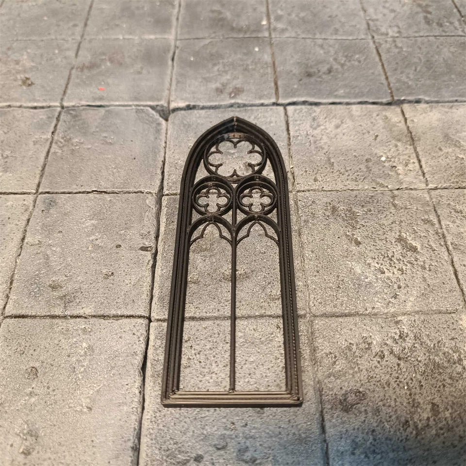 2PC 1/6 Scale Dollhouse Miniatures Gothic Windows Unpainted Vintage Accessories - Image 2 of 4