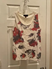 DANA BUCHMAN womens M sleeveless Pretty Ivory Pink Sequin￼ Stretch flowing Top