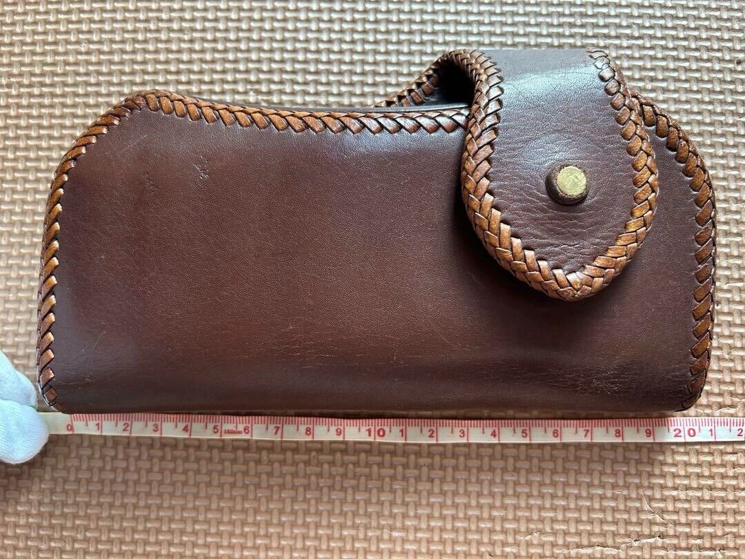 SAAD leather Long wallet Brown pocket engraved Japan Made SAAD leather Long wallet Brown pocket engraved Japan Made