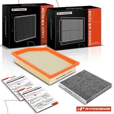 2 Engine & Activated Carbon Cabin Air Filter for Jeep Cherokee 14-18 2.4L 3.6L