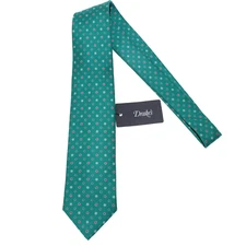 Drake's NWT Neck Tie in Teal Green with Red & Blue Geometric Pattern 100% Silk