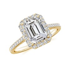 Classic Emerald Cut Diamond 925 Sterling Silver Moissanite Secondary Stone Ring.