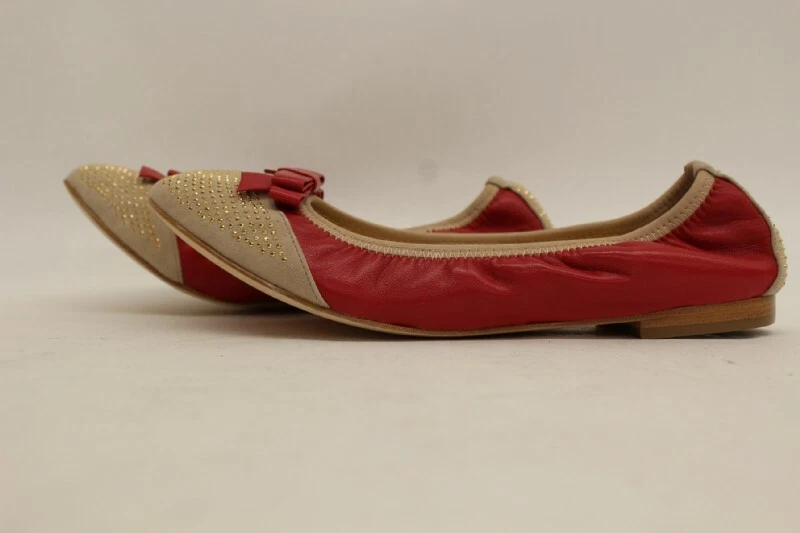 Trump Ivanka Red Studded Leather Slip On Bow Tie Ballet Flat Women Shoe 8.5M 39 - Image 2 of 4