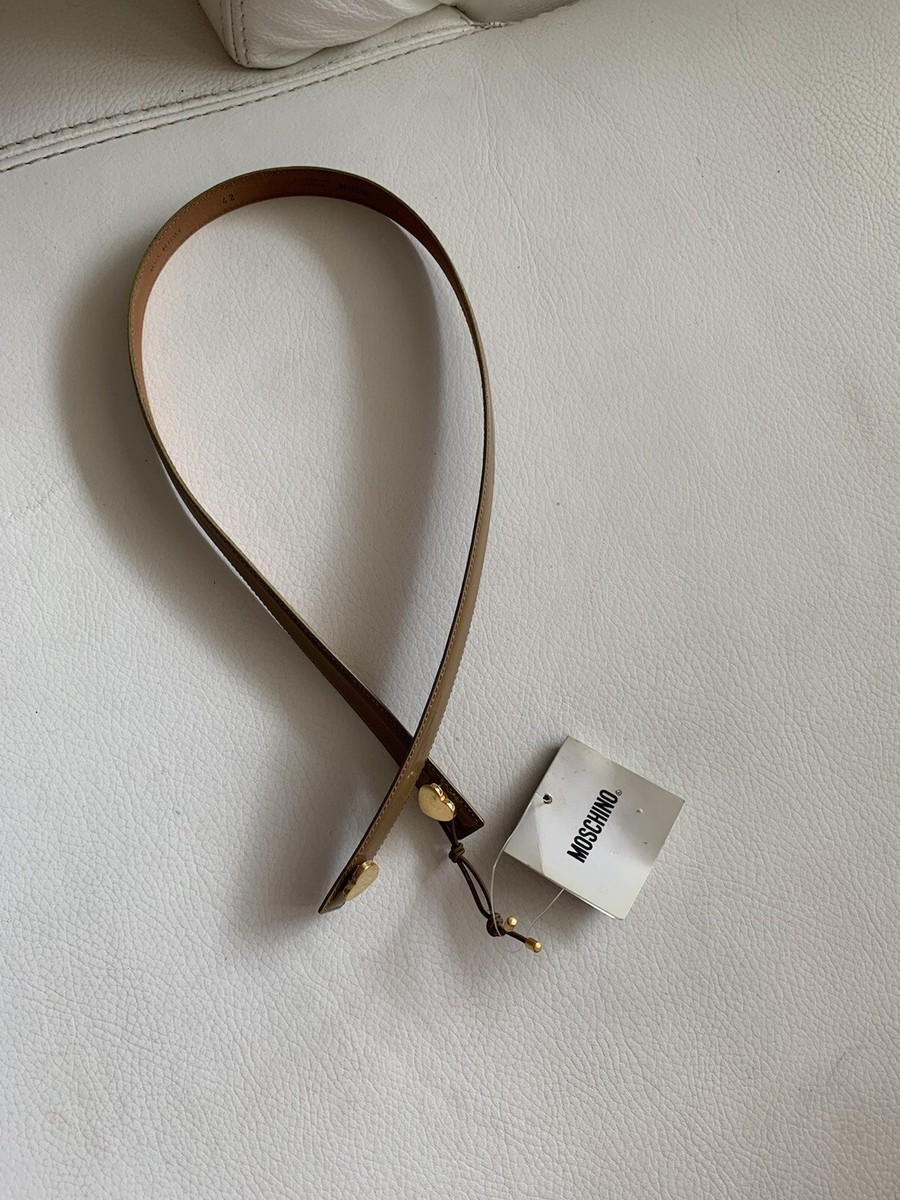 NWT Moschino Heart LogoLeather Belt 42Made inITALY NWT Moschino Belt .Gold double Heart with Logo All  main image 4