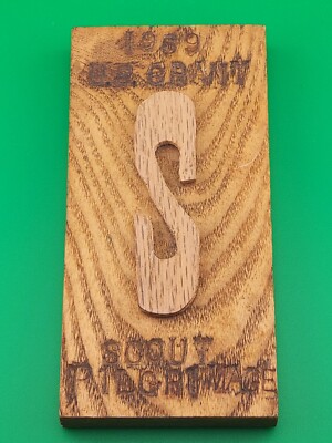 1969 U.S. Grant Scout Pilgrimage ''S'' Woodworking Block BSA Boy Scouts Of America