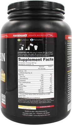 Beef Protein Isolate Powder, 24g Protein, BST Free, 2 Grams BCAA's, Muscle Bu...