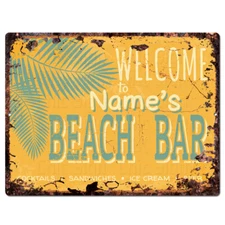 PP4228 BEACH BAR NAME'S Custom Personalized Chic Sign Decor Funny Gift