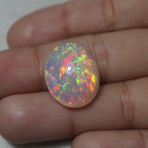 10.2 Cts 18.2x14.8MM Natural AAAA Multi Flashy Fire Ethiopian Opal Oval Cabochon - Picture 4 of 12