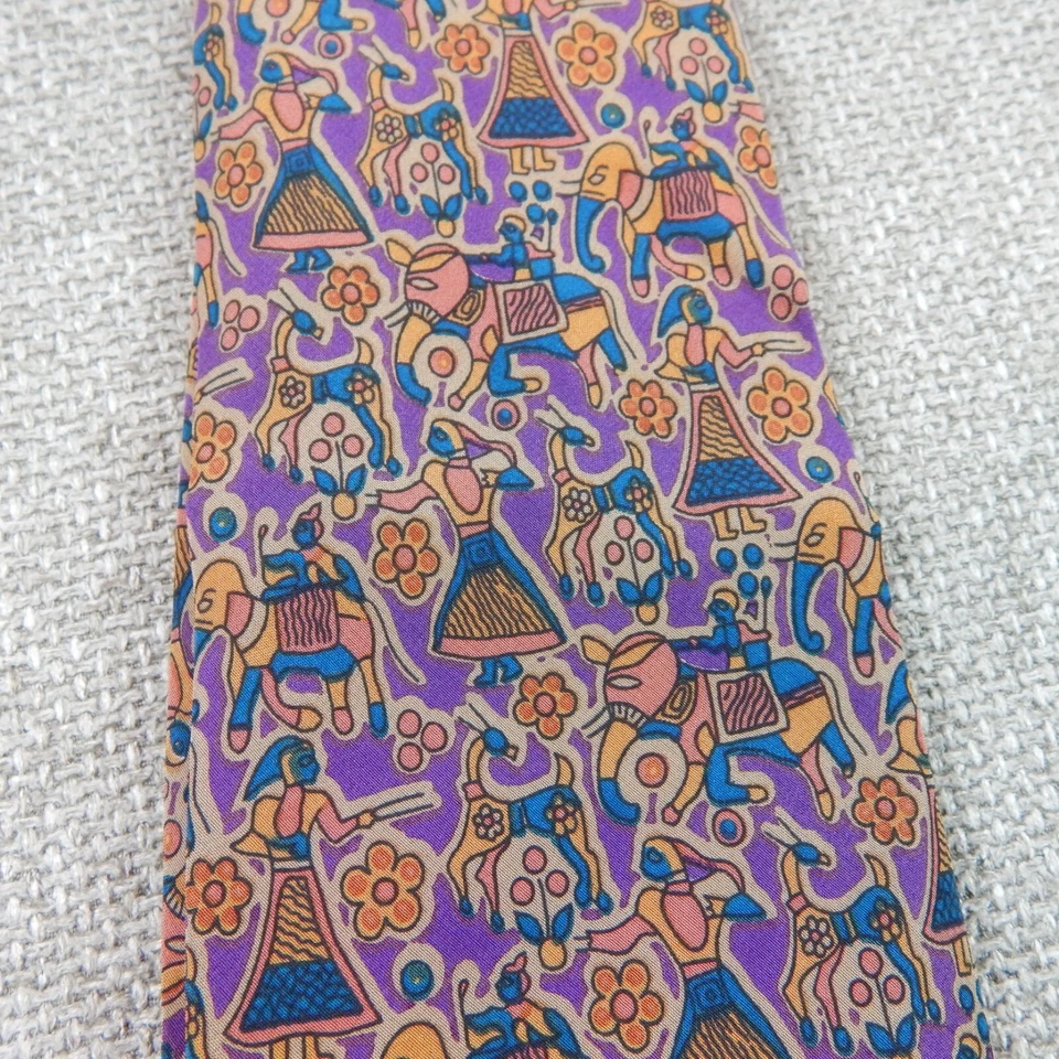 Corbata de seda vintage Loris Azzaro arte hecha en Francia corbata negocio Foto 3 de 4