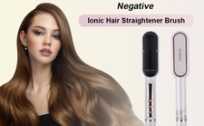 Negative Ionic Hair Straightener Brush, 9 Temp Settings Anti-Scald Auto-Shut Off