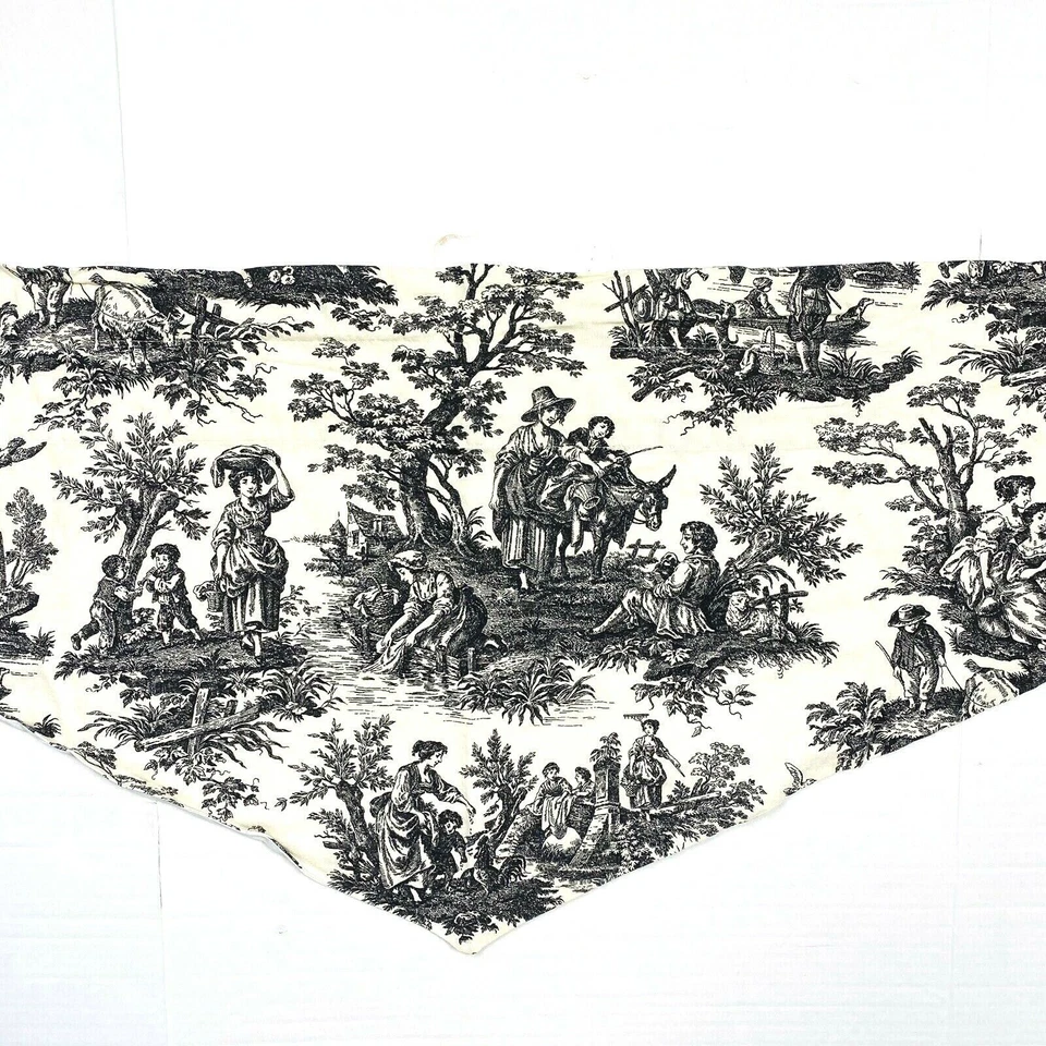 Waverly Cenefas Raras De Colección Country Life Toile Cortinas Cortas Negro Marfil Par Foto 2 de 4