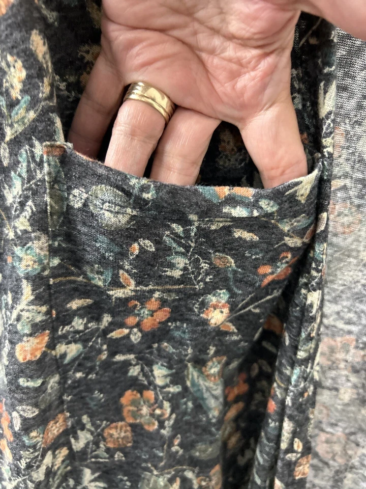 Lularoe Open Duster Cardigan Floral Long Sleeve Pockets Linen Blend Size Small - Image 3 of 4