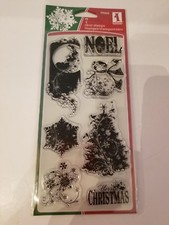 Inkadinkado Christmas clear stamps unmounted 99466 set of 7 Noel Snowman Tree
