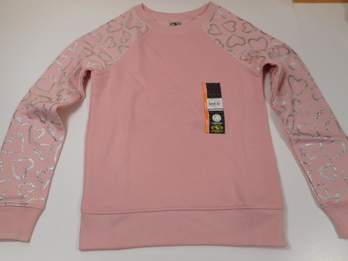 Sweatshirt Girls Clothes Fleece Pink w/Hearts Athletic Works 6-6X, 14-16, 14-16P - Picture 1 of 7