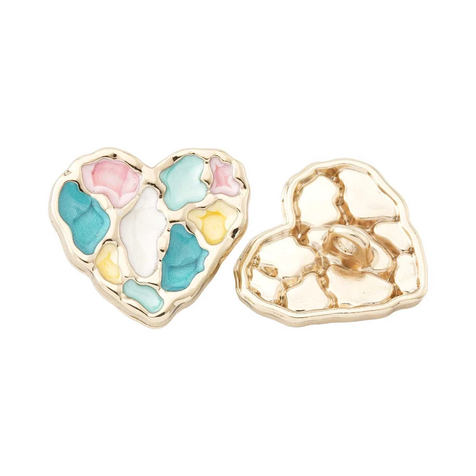 5pcs Heart Metal Decorative buttons Enamel style Sewing Clothing Crafts Diy 20mm - Image 2 of 4