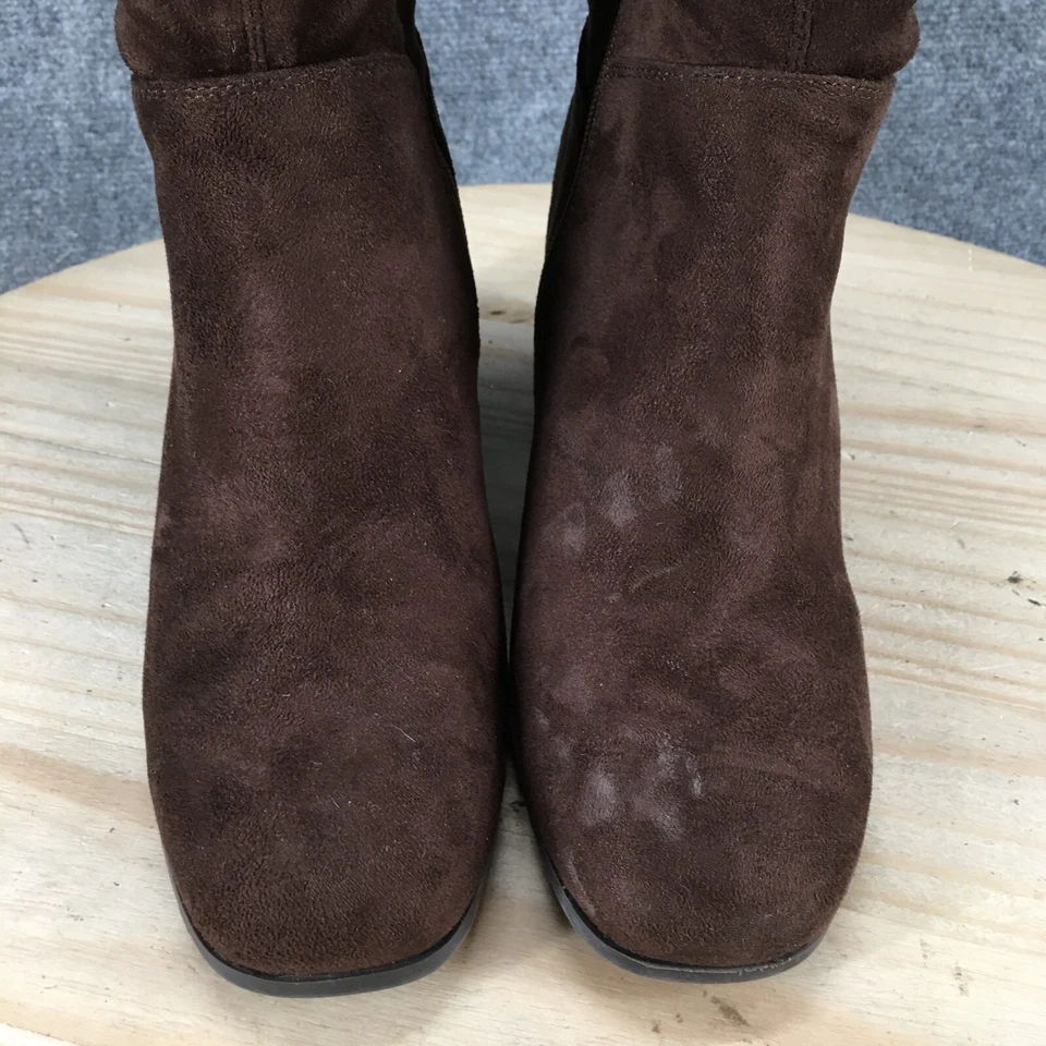 Christian Siriano Botas Mujer 9W Sobre la Rodilla Tirar de Tacón Bota Tela Marrón Foto 4 de 4