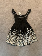 NWT My Beachy Side VTG Flower Leafs Embroidered Little Black Dress LBD Boho sz S
