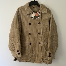 Vintage Outbrook Corduroy Double Breasted Chore Farm Quilted Coat Brown Large