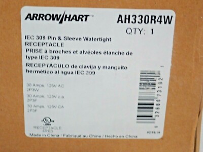 Cooper Arrow Hart AH330R4W Pin Sleeve Receptacle 30A 125VAC 2P 3W