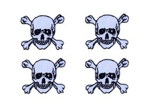  5191 Lot 4Pcs Skull Crossbones Biker Embroidery Iron On Appliqu  Patch-1.25"