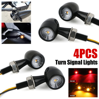 4pcs Motorrad Mini Blinker Mit E-Geprüft E24 Amber +Rot Blinkleuchte Universal