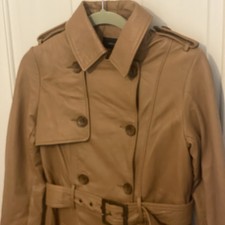 Karen Millen Long Tan Leather Coat Nwt Size 10