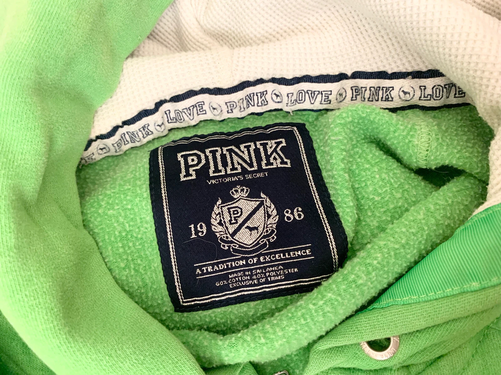 UNDERCOVER Victoria’s Secret ROSA Giacca Felpa con Cappuccio S Small 38" Manica Lunga Cerniera Verde Blu