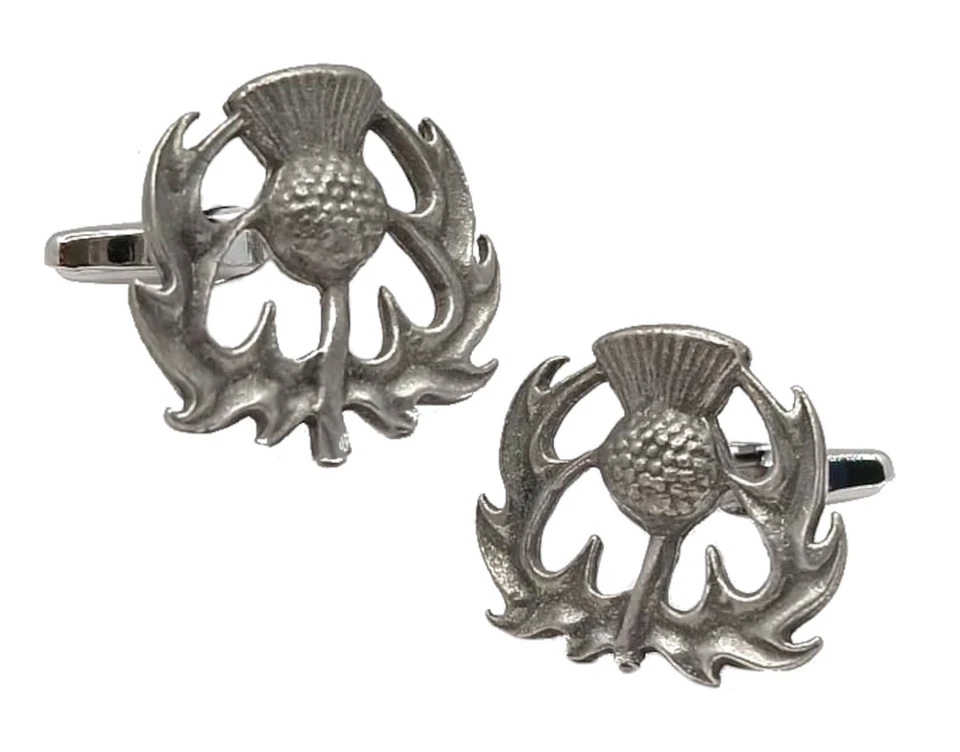 Scottish thistle flower Pewter Rugby Thistle Gift Cuff links By CUFFLINKS DIRECT - Image 3 of 4