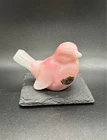 Fenton Rosaline Pink White Glass Finch Bird Figurine Blank W Sticker UV Glow