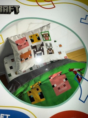 Mojang Minecraft Animals Twin Sheet Set - 3 Piece Kids Bedding Soft New
