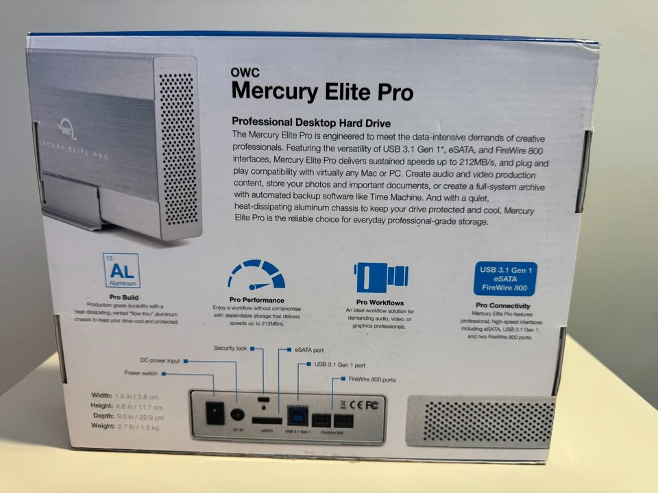 OWC 2TB Mercury Elite Pro HDD USB 3.0 External Storage Hard Drive - Low Use! - Image 4 of 4